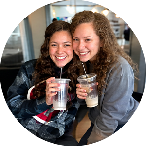 Portrait of Aubrey smiling with friend